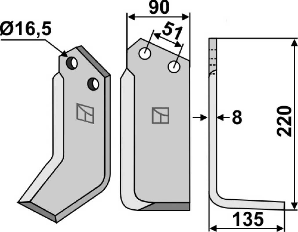 Fräsmesser 220x90mm, rechts
